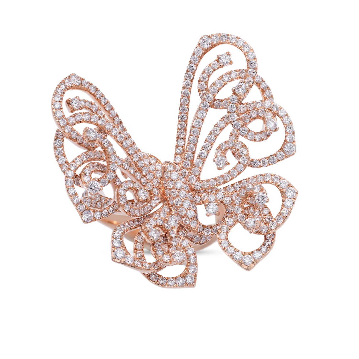 DOAD Rose Gold Butterfly Ring Pink Enamel Wings Diamond Rings For Women  Female Dreaming Birthday Jewelry Ring-10,Style-2 : Amazon.co.uk: Fashion